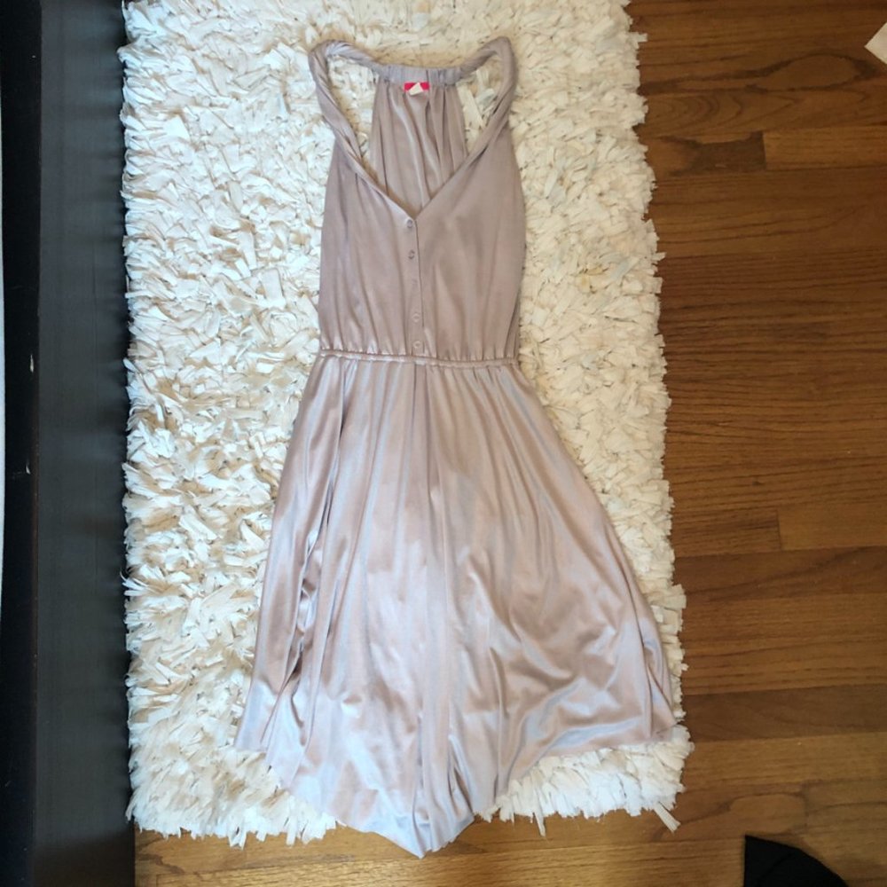 Gorgeous mid length silver dress